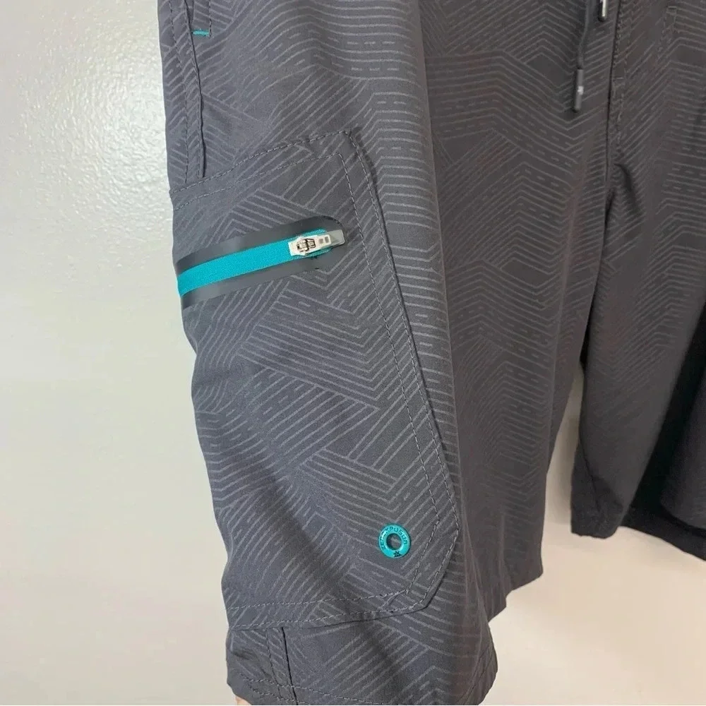 Zepoxpo Mens Swim Trunks‎ Board Shorts  Size XXL 2XL Gray Brief Pockets Stretch